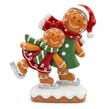 Peça Decorativa Gingerbell em Resina Verde e Vermelho