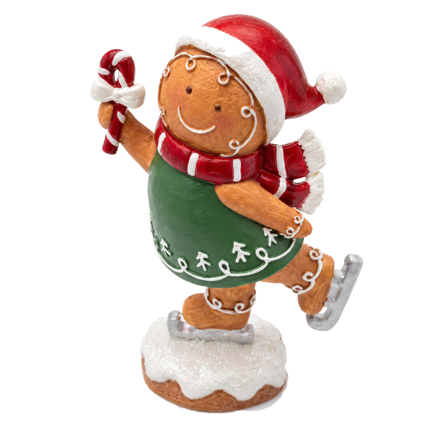 Peça Decorativa Gingerbell em Resina Marrom e Verde