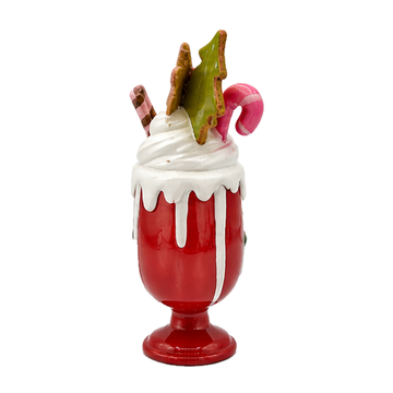 Peça Decorativa Milkshake em Resina Vermelho e Branco