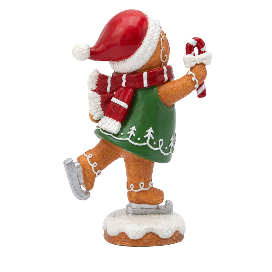 Peça Decorativa Gingerbell em Resina Marrom e Verde