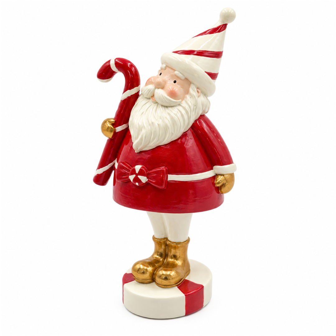 Peça Decorativa Papai Noel em Resina Vermelho e Branco
