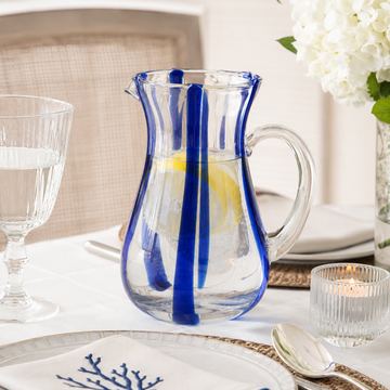 Jarra em Vidro Transparente com Listras Azul – 1970 ml
