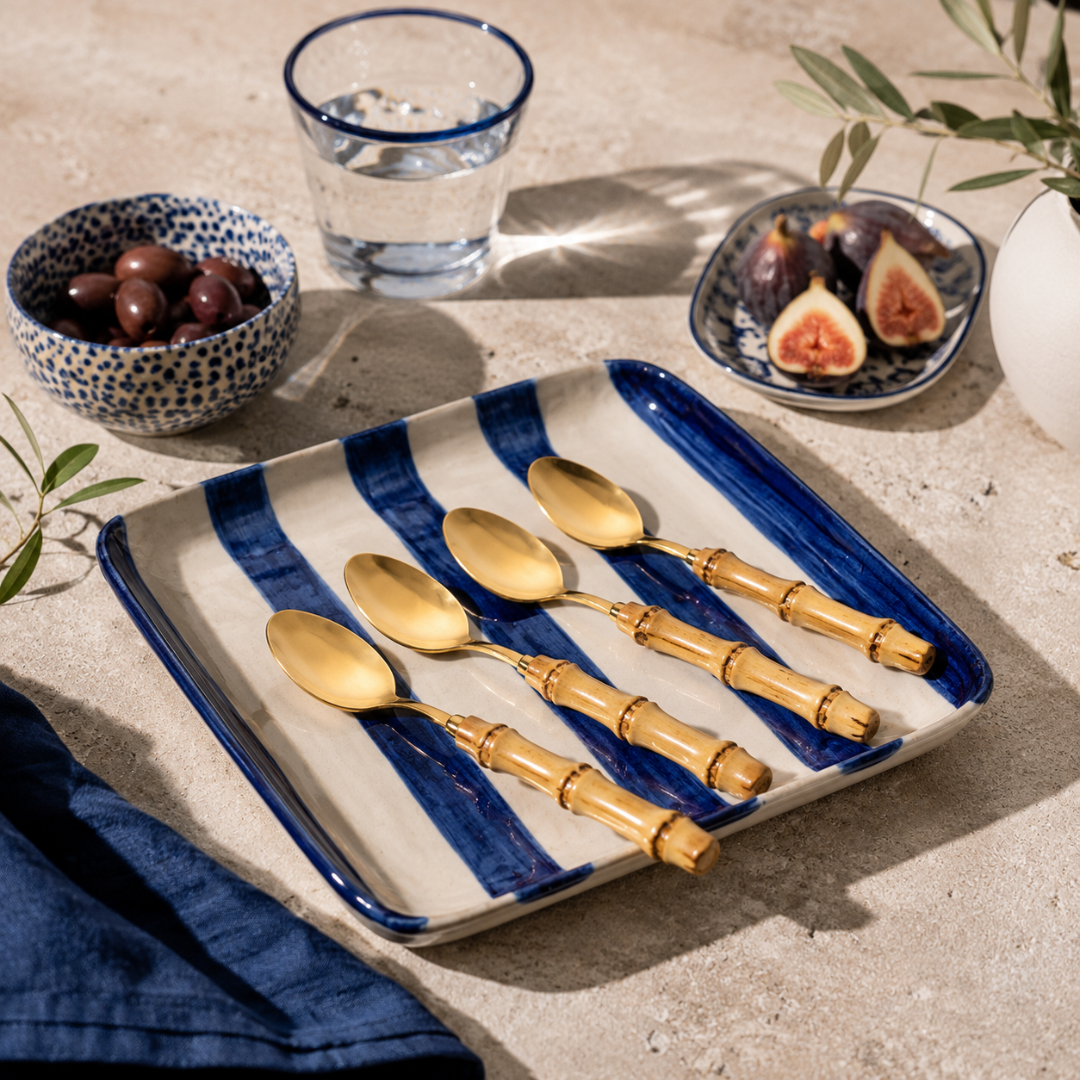 Conjunto de Colheres de Sobremesa Garbo Bamboo Natural - 4 Peças