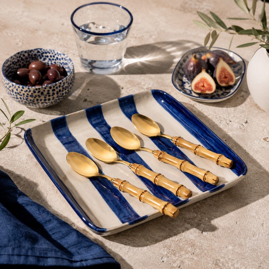 Conjunto de Colheres de Sobremesa Garbo Bamboo Natural - 4 Peças