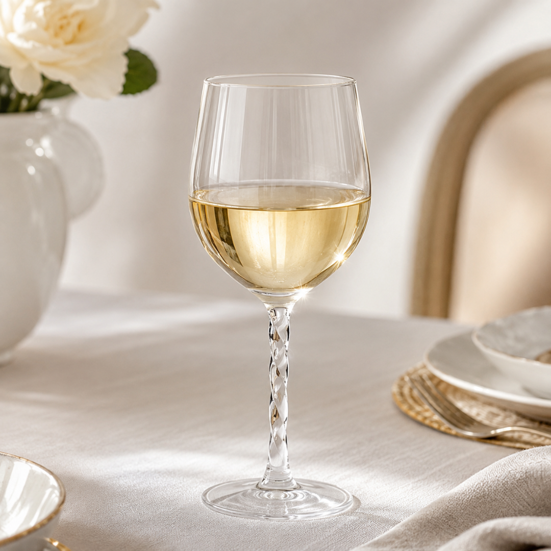 Conjunto de Taças em Vidro com Haste Trançada Transparente – 580 ml