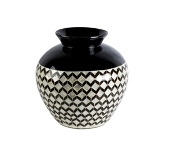Vaso Bambu com Madrepérola Preto