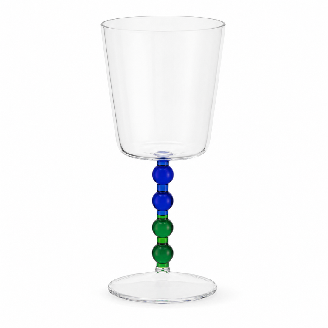 Conjunto de Copos em Vidro Transparente com Haste em Esferas Azul e Verde