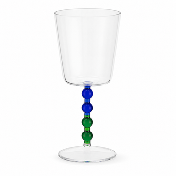 Conjunto de Copos em Vidro Transparente com Haste em Esferas Azul e Verde