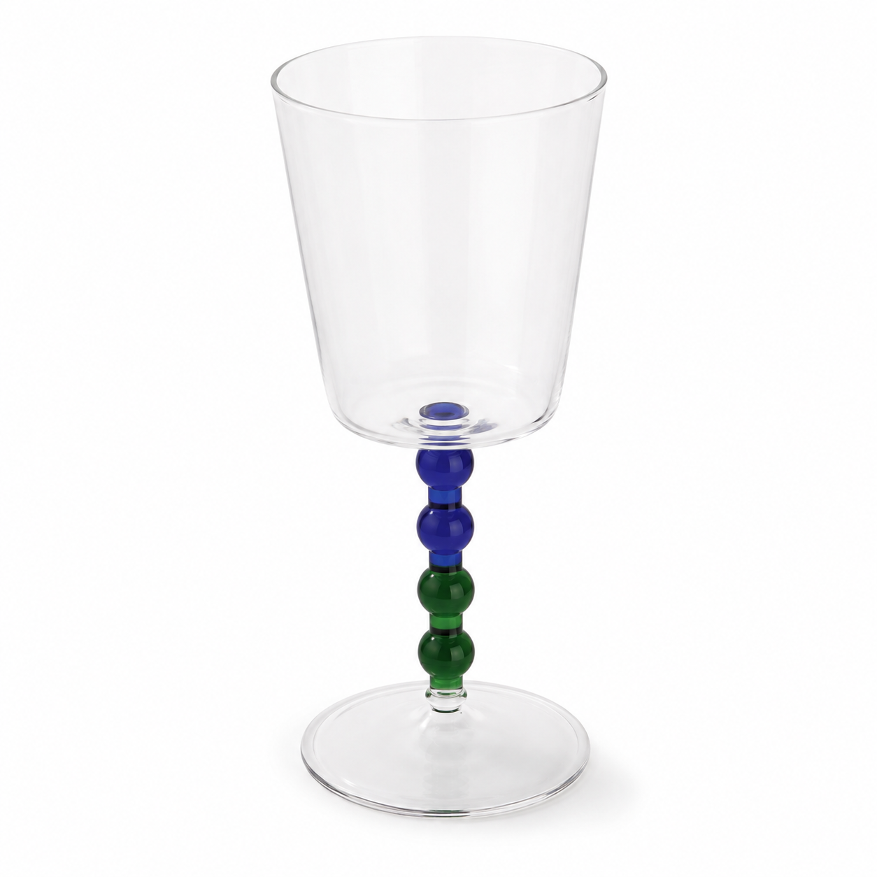 Conjunto de Copos em Vidro Transparente com Haste em Esferas Azul e Verde