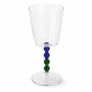 Conjunto de Copos em Vidro Transparente com Haste em Esferas Azul e Verde