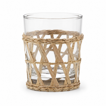 Conjunto de Copos de Vidro e Rattan Bege – 300 ml