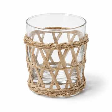 Conjunto de Copos de Vidro e Rattan Bege – 300 ml