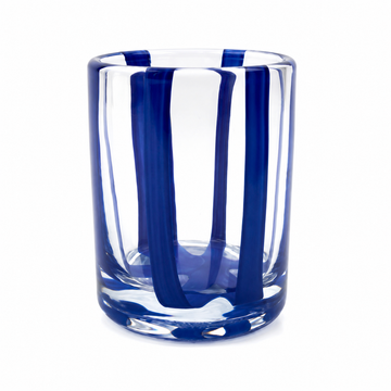 Conjunto de Copos em Vidro Transparente com Faixas em Azul – 280 ml