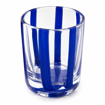 Conjunto de Copos em Vidro Transparente com Faixas em Azul – 280 ml