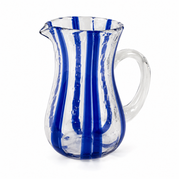 Jarra em Vidro Transparente com Listras Azul – 1970 ml