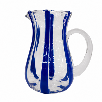 Jarra em Vidro Transparente com Listras Azul – 1970 ml