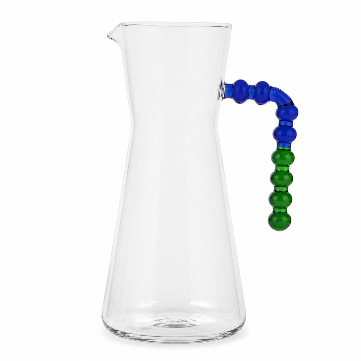 Jarra em Vidro Transparente com Haste em Esfera Azul e Verde – 1090 ml