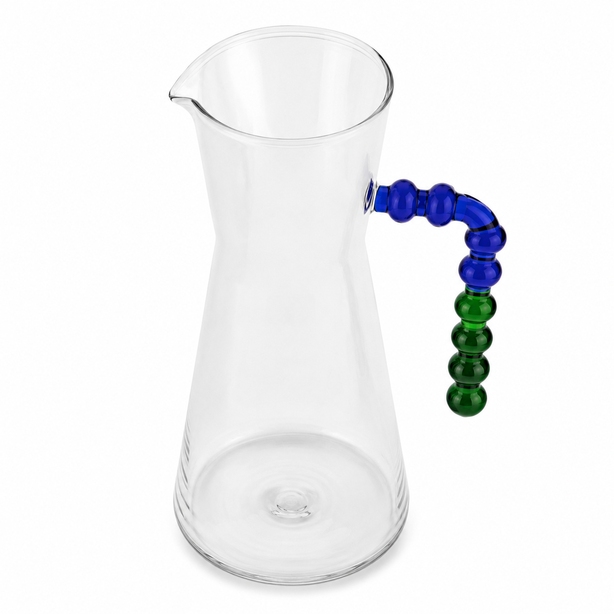 Jarra em Vidro Transparente com Haste em Esfera Azul e Verde – 1090 ml