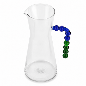 Jarra em Vidro Transparente com Haste em Esfera Azul e Verde – 1090 ml
