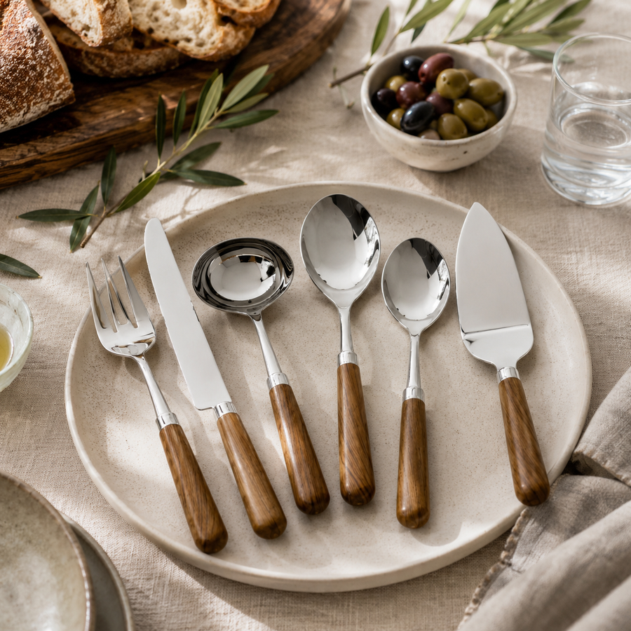 Faqueiro de Servir de Inox na Cor Natural – 6 Peças