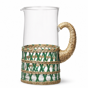 Garrafa em Vidro e Rattan Verde