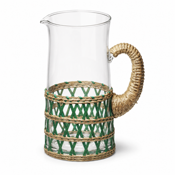 Garrafa em Vidro e Rattan Verde