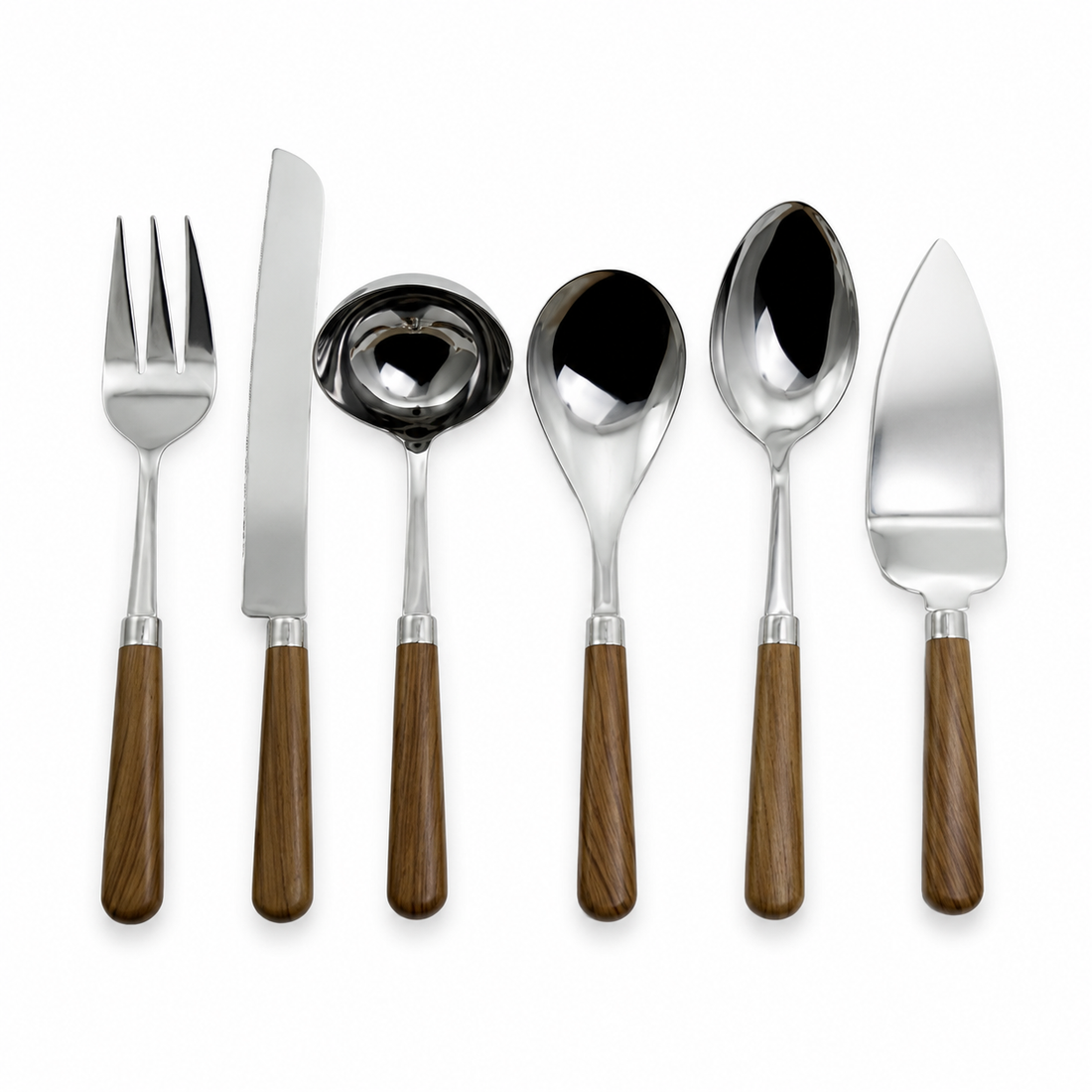 Faqueiro de Servir de Inox na Cor Natural – 6 Peças