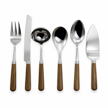 Faqueiro de Servir de Inox na Cor Natural – 6 Peças
