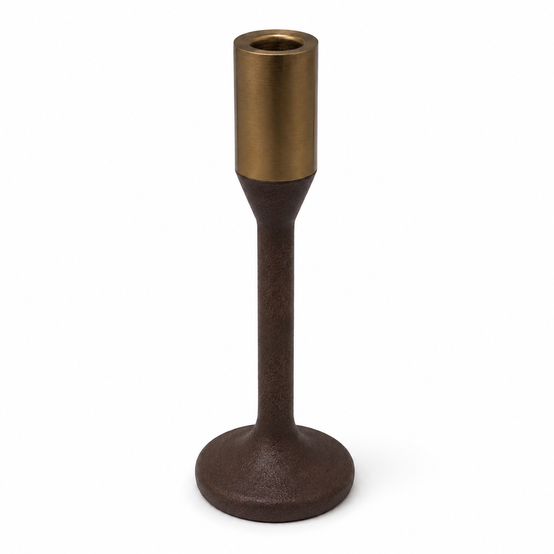 Castiçal de Resina Marrom e Dourado – 20 cm
