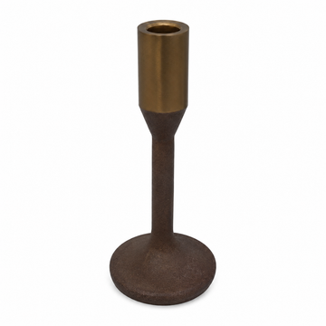 Castiçal de Resina Marrom e Dourado – 20 cm