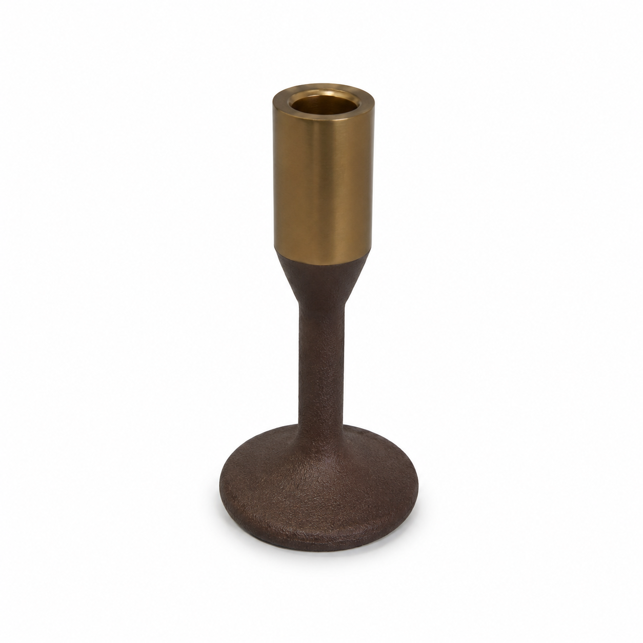 Castiçal de Resina Marrom e Dourado – 15 cm
