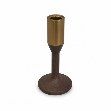 Castiçal de Resina Marrom e Dourado – 15 cm