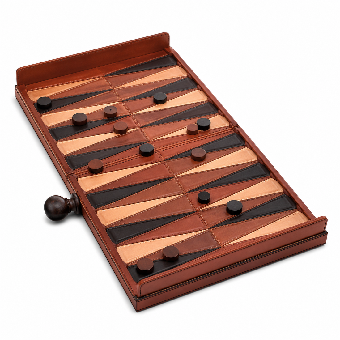 Jogo de Gamão em Couro Artesanal