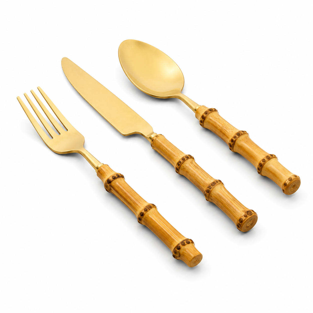 Conjunto de Talheres Garbo Bamboo Natural Dourado