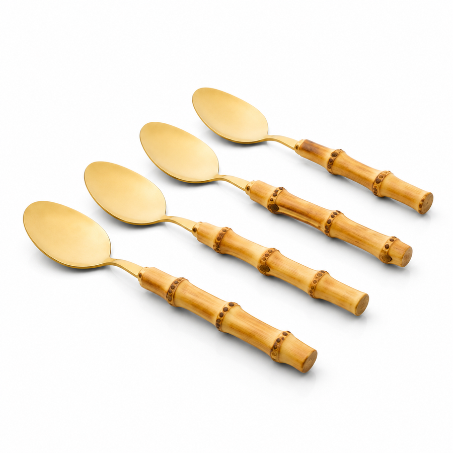 Conjunto de Colheres de Sobremesa Garbo Bamboo Natural - 4 Peças