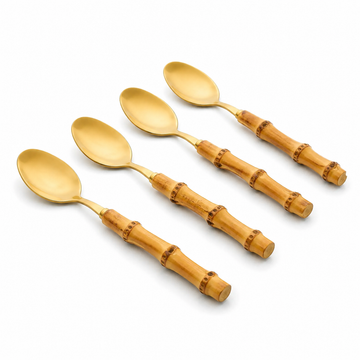 Conjunto de Colheres de Sobremesa Garbo Bamboo Natural - 4 Peças