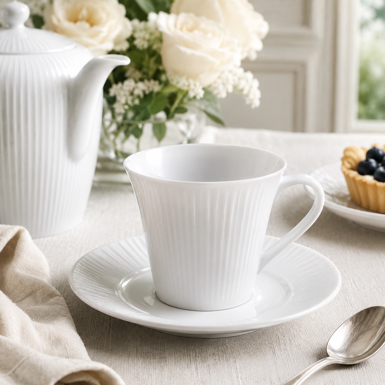 Jogo de Chá Branco Noritake - 12 Peças