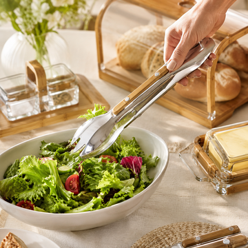 Pegador de Salada em Aço Inoxidável e Bambu