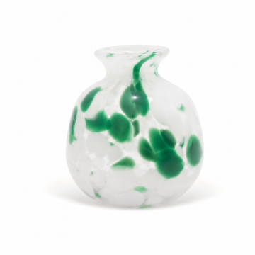 Mini Vaso Decorativo em Vidro Branco com Detalhe Verde
