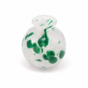 Mini Vaso Decorativo em Vidro Branco com Detalhe Verde