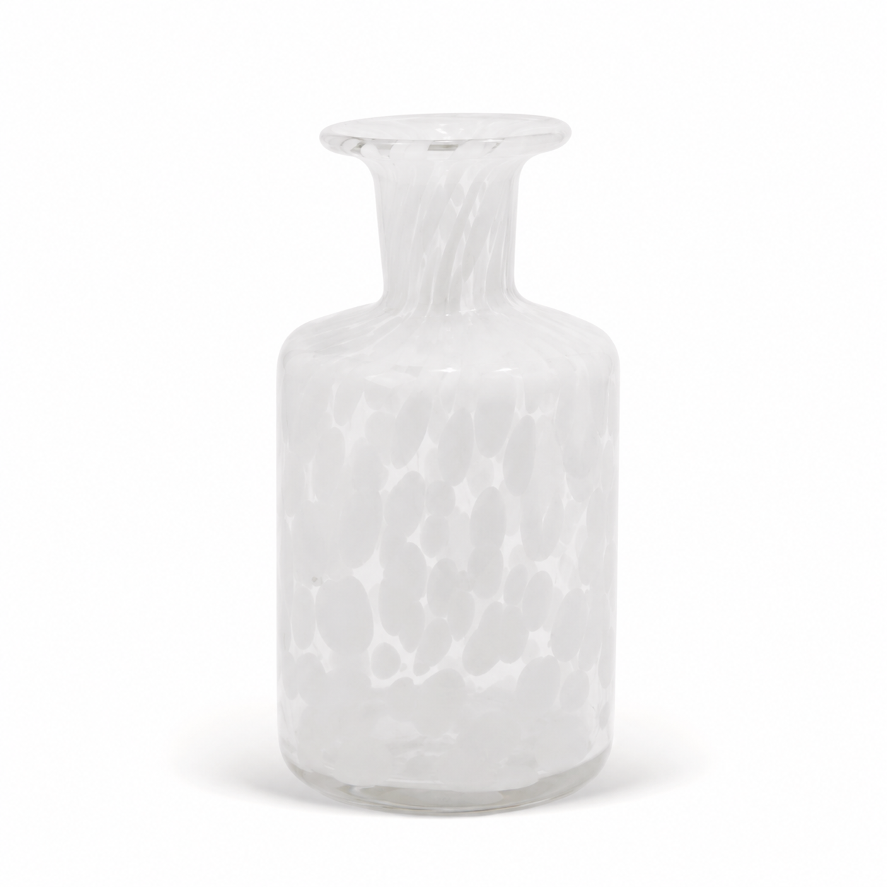 Mini Vaso Decorativo em Vidro Transparente com Detalhe Branco