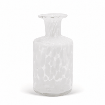 Mini Vaso Decorativo em Vidro Transparente com Detalhe Branco