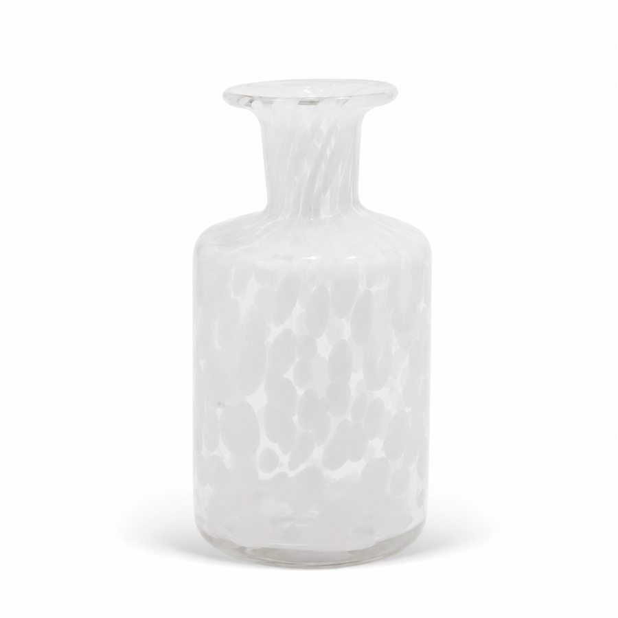Mini Vaso Decorativo em Vidro Transparente com Detalhe Branco