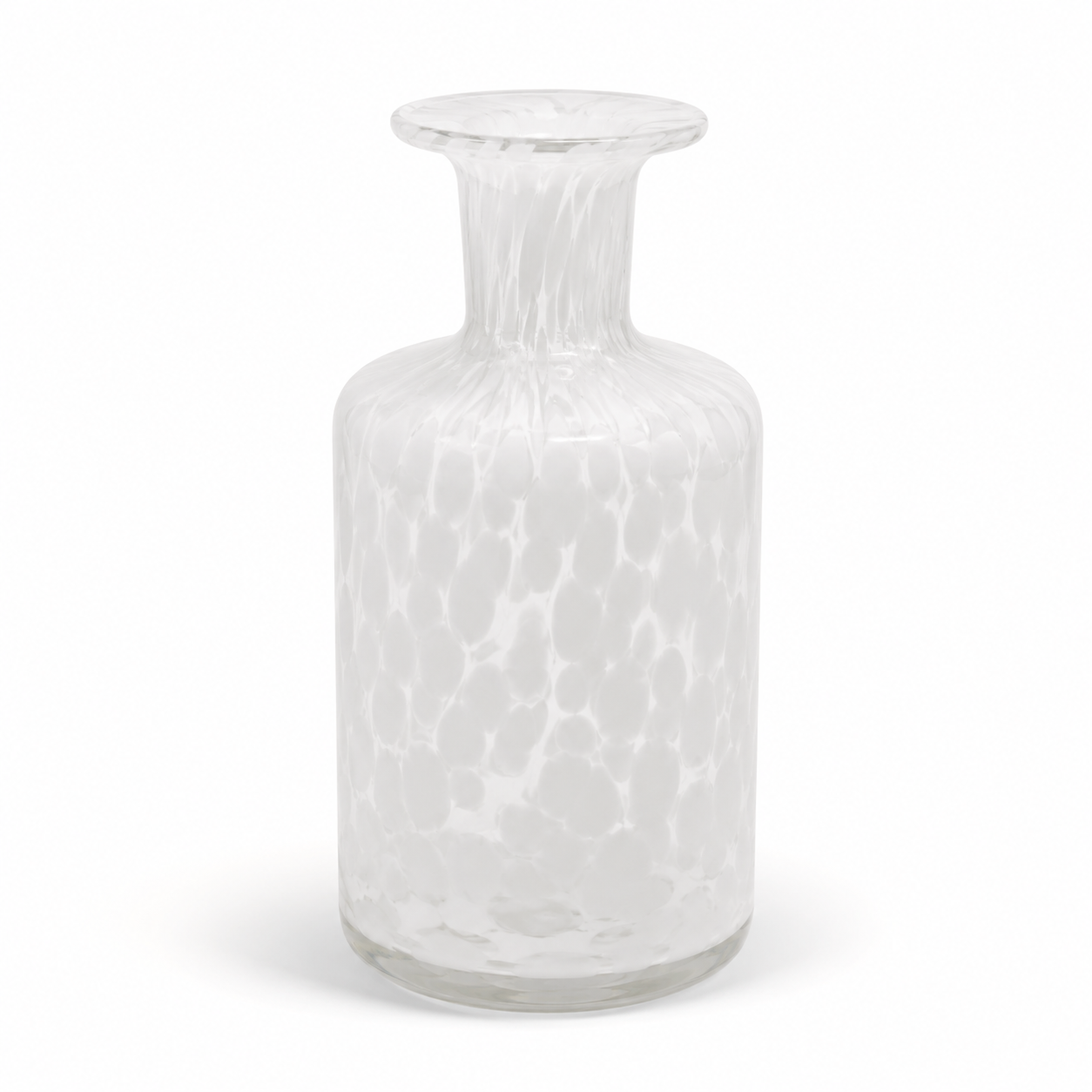 Mini Vaso Decorativo em Vidro Transparente com Detalhe Branco