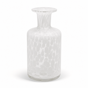 Mini Vaso Decorativo em Vidro Transparente com Detalhe Branco
