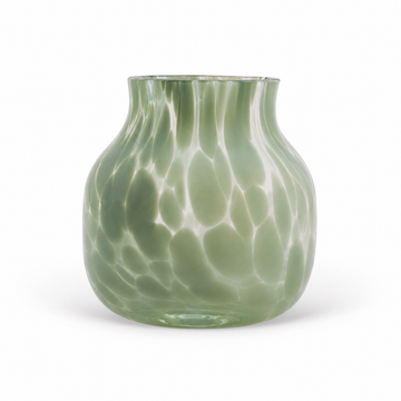 Mini Vaso Decorativo em Vidro Transparente com Detalhe Verde