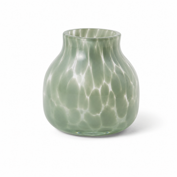 Mini Vaso Decorativo em Vidro Transparente com Detalhe Verde