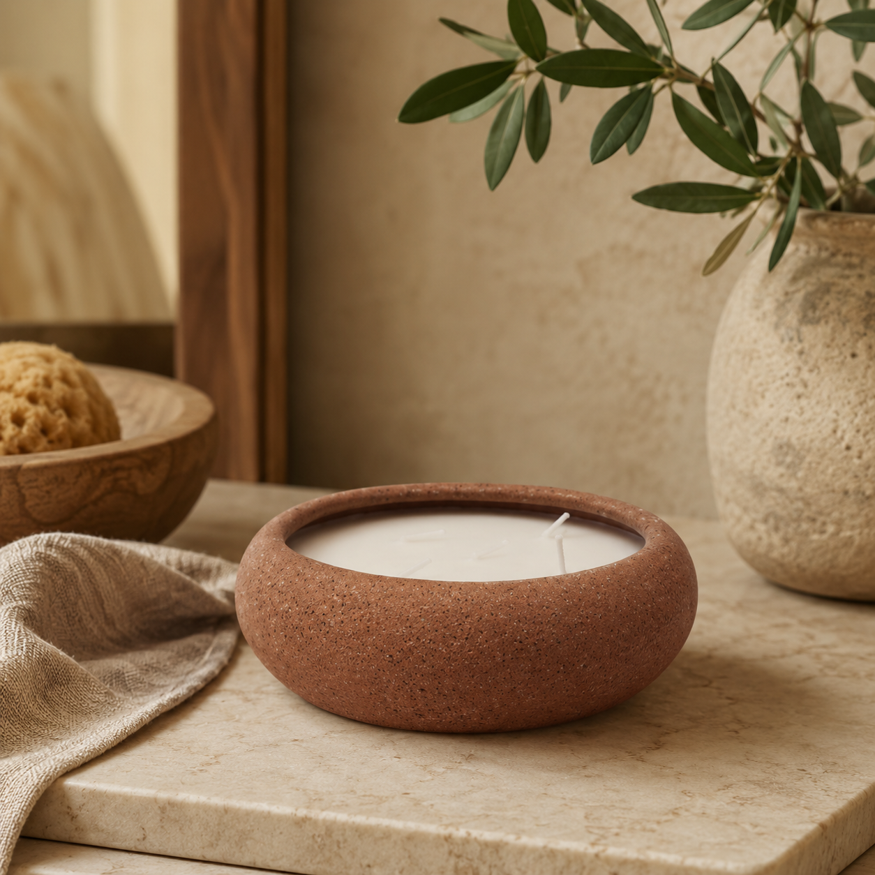 Vela Aromatizada Vanilla em Cerâmica Marrom – Grande