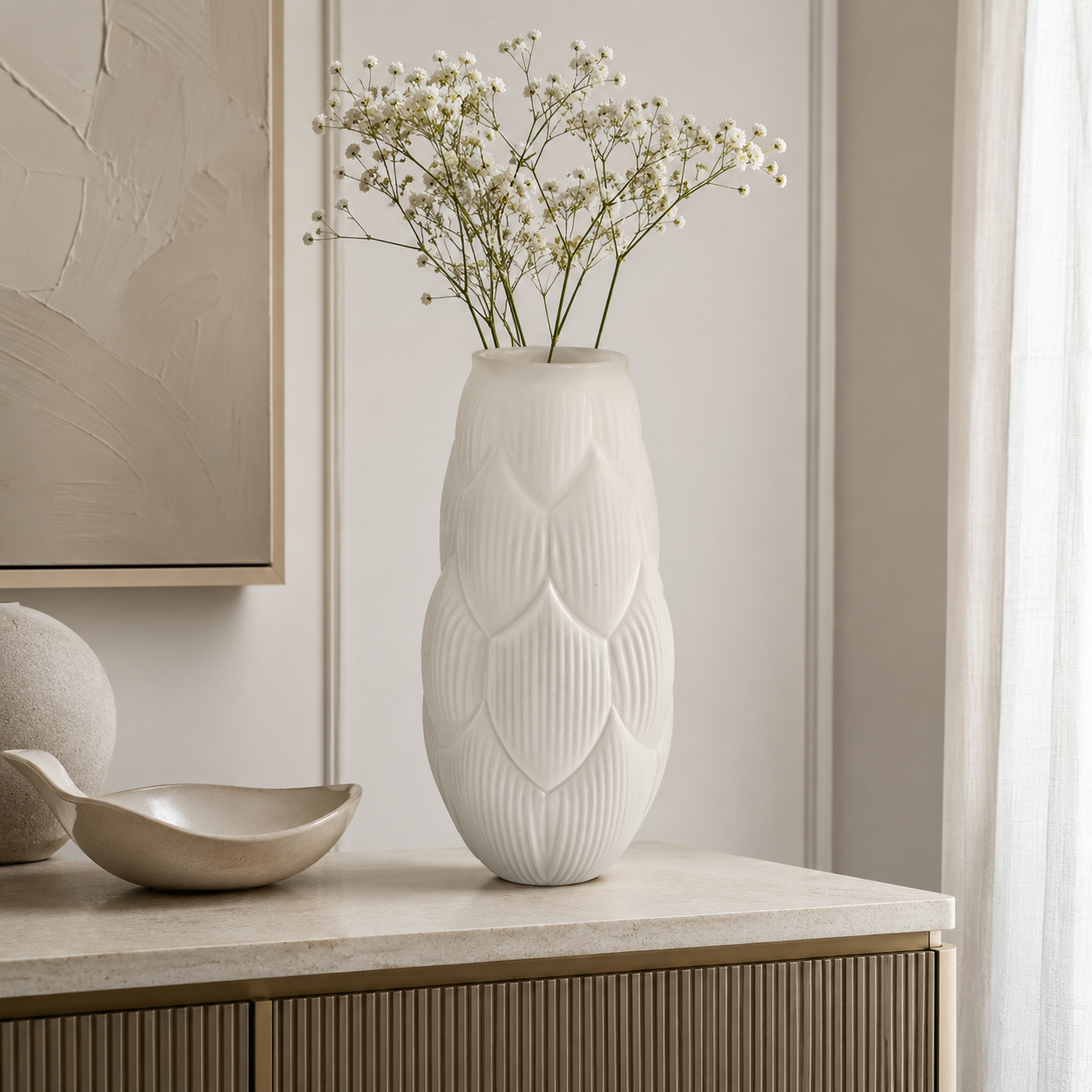 Vaso de Vidro Branco Fosco – Grande