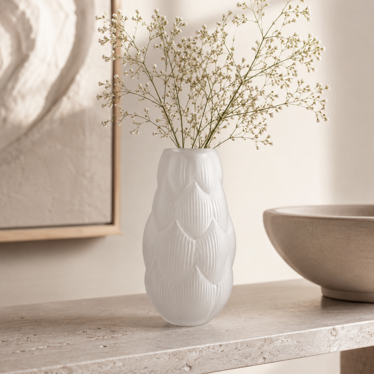 Vaso de Vidro Branco Fosco – Pequeno